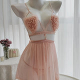 Pajamas Flower Three-Dimensional Pajamas Pentant Lovely Lovely Sexy Net纱 Ajamas