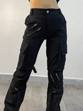 Zipper Strap Detail Cargo Pants-Outfit