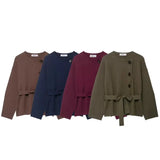 Women's Clothing Explosion With Belt Knitted Short Coat