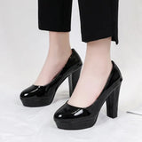 Women's High-Heeled Single Shoes Coarse Four-Season OL Work Shoes Ceremony Presided Over The Long-Term Production Of Ceremonial Professional Women's