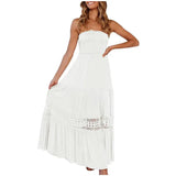 Women's Clothing Pure Color Bra Splicing Under The Long Sleeveless Retro Bohemian Waist