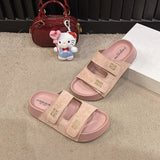 Word Buckle Magic Sticker Retro Slippers Thick Bottom Small Man To Increase The Design Of The Net Red Big Brand Flat For The Summer Cool