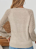 And Winter Sweater Women's Clothing Solid Color Knitting Long-Sleeved Hooks And Flowers Loose V-Neck Bottom