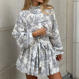 New Women's Temperament Elegant Fashion Long-Sleeved With National Style Printed