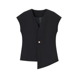 New V-Neck Asymmetric Vest Simple Jump Trouser