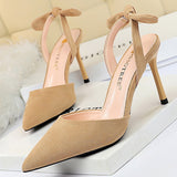 Shoes Bow-knot Women Sandals Suede Women Shoes Stiletto Heeled Sandals Summer High Heels Women Pumps Fashion