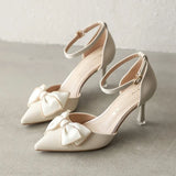 Summer Creative New Bow Buckle With A Fine Heel Casual High Heel Single Shoes Women's