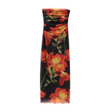 New Printing Net Folding Body Thoracic Dress
