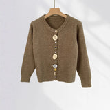 Zingj A Niche Button Knit Sweater With A Spring Dress Women's New Black Loose Coat Thick Cardigan