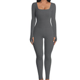 And Summer Threaded Collar Hips Sexy Yoga Sports Long-Sleeved Short-Sleeved Jumpsuit Trousers