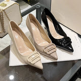 French Pointed High-Heeled Shoes Shallow All-Inclusive Square Ringing Temperament Single Shoes Slender High Heel