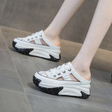 Summer Head Hollow Half-Slippers Women Wear Internal High Casual Shoes Fashion Thick Soles Pedal