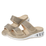 Spring And Summer New Women's Leisure Large-Size Water Drill Slope And Comfortable Air Cushion Slippers