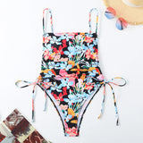 2025 New Swimsuit Print Holiday Style Drawstring Skinny Sexy Bikini