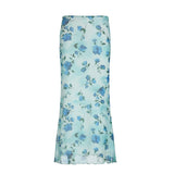 Vintage Crumbat Splicing Half-Body Skirt Holiday High-Waisted Thin A-Shaped Skirt New Mid-Long