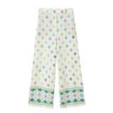 Women's Linen-Blend Printed Trousers