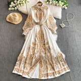 Court Style Print POLO Collar Dress Women's Summer Lantern Sleeve High-End Chic Design Light Luxury