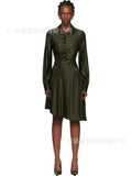 Women's Collar Button Irregular Long-Sleeved