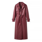 Explosion Women's Autumn/Winter New Overneck With Long Imitation Leather Wind