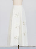 Sense A Word Skirt 2025 Summer New Fashion Three-Dimensional Flower Splicing High Waist Versatile Long Skirt