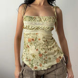 Made Old Plant Floral Print Slings Small Vest 2025 Summer Sub-Cultural Fashion New