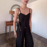 Zingj New 2024 Summer Pure Desire Sexy Hollow-Out Strap Jacket Casual Wide-Leg Pants Suit-Outfit