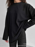 Spring Autumn New Pure Cotton Long-Sleeved T-Shirt Women Hand-Wearing Loose Blouse Hot