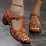 Sandals Women 2025 Summer New Solid Color Fish Mouth Thick Heel With High-Heeled