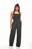 Zingj New Women's Casual Flat Shoulder Wrapped Chest Wide-Leg