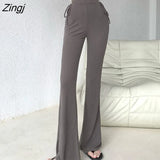 Women Mopping Slim Female Solid Lace-up Casual Elastic Waist Mature Design Streetwear French Style Girls