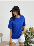 Spring And Summer New Solid Color Short-Sleeved Women Loose Large-Band Pure Cotton T-Shirt Simple