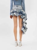 Zingj Spring New Fashion Temperament Splicing Flounce Pressure Pleated Design Sense High Waist Show Thin Skirt A Word