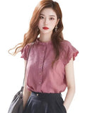 Ear Collar Simple Small Flying Sleeve Shirt Female Design Sense Of Small Summer Single Special Beautiful Shirt