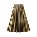 Metallic Metallic Bright Silk Organ Skirt Long Skirt Spring And Autumn Folding Skirt Skirt Skirt