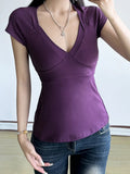 Cloth Forget Pure Style Fashion Spliced Chest-Type Short-Sleeved T-Shirt Hottie Back Strap Strap Bow On The Basis Of The