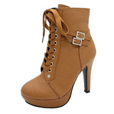 Autumn 2025 Cross-Tie Martin Boots Fine High Women's Short Boots Fashion Belt Buckle Female