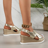 Zingj Fashion Plus-Size Word-Line Muffin Platform Beach Sandal