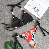 Zingj New Print Straps Women's Split Swimsuit Sexy Metal Accessories Bikini