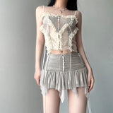 Cloth Forget Fashion Ballet Style Net Yarn Split Three-Dimensional Gradient Lace Vest Short Skirt Two Sets Of Hottie