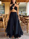 Women's Casual Flare-Up Trousers Tuxedo Elegant Commute Single-Piece Trousers Women