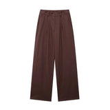 Women's Women's Cotton T-Shirted And Coated High-Waist Broad Leg Trousers Casual