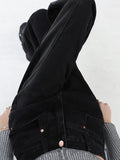 Zingj Together Color High Waist Wide Leg Jeans Female 2024 Spring And Autumn New Black Retro Summer Thin Straight Tube