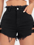 Trendy Hottie Sexy Retro Hairy Side On Both Sides Of The Hollow Can Adjust Denim Super Shorts Hot