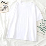 Women Short Sleeve T-shirts O-neck Embroidery Casual Simple Soft Korean Style Trendy Loose Tops Womens Sweet Girls Harajuku