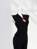 Zingj Is Super Thin New Chinese Style Jacket Female Collar Small Sleeve T Shirt Red Rose Hollow Out Sweater