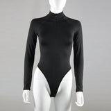 Women's Clothing Burst Long-Sleeved Zipper Tight Sexy Body-High Waist Zipper Slim Thin Top