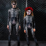 Spot 2025 Halloween Women's Body Bone Printing Party Cosplay Tight Jumpsuit