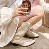 Western Cowboy Boots Autumn And Winter New Fashion New Large-Size Tips But Knee Boots Coarse And Knight