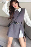 lantern sleeve shirt women knitted vest 2 two piece set 2023 spring autumn womens Shirts sets Sleeveless Sweater