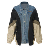 New Personality Niche Cowboy Splicing Colliding Color Loose-Fitting Version Of The Coat Baseball Uniform